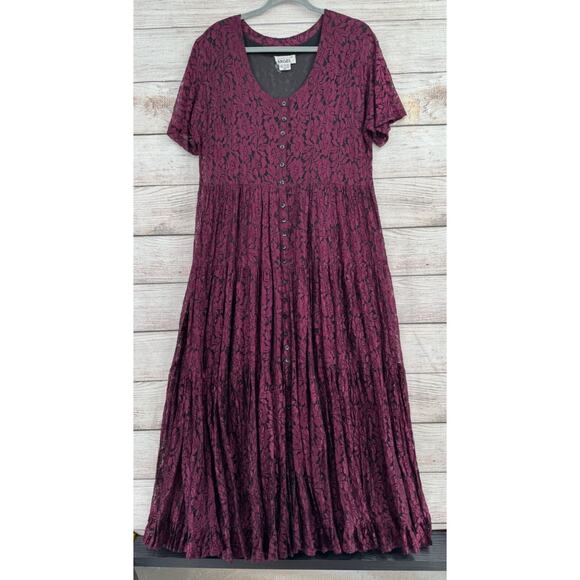 Vintage American Angel Floral Embossed Maxi Dress Women's Medium Purple - Picture 1 of 9